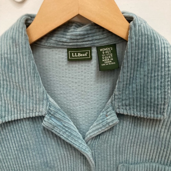 L.L. Bean Womens 8P Blue Corduroy Button-Up Vintage Dress - Picture 3 of 6